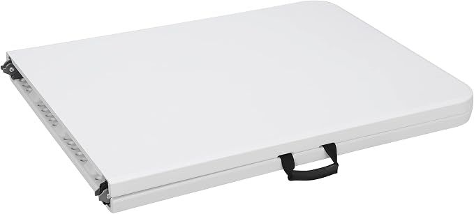 Folding Event Table, Heavy Duty Picnic Table Indoor Outdoor Camping, 6FT Portable w Handle Lock for Banquet, White