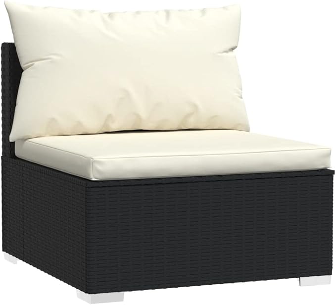 5 Piece Patio Lounge Set,Outdoor Garden Conversation Set,Patio Outdoor Set Suitable Suitable for Patio,Deck,Balcony with Cushions Poly Rattan Black