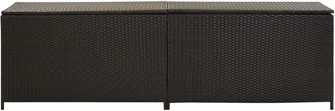 Patio Storage Box Deck Storage Box Outdoor Storage Box Indoor Wicker Storage Bin for Patio Furniture Cushions, Pillows, Garden Tools, Poly Rattan Brown, 78.7"x19.6"x23.6"