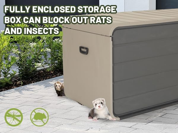 260 Gallon Large Plastic Deck Box, Waterproof Patio Outdoor Storage Box