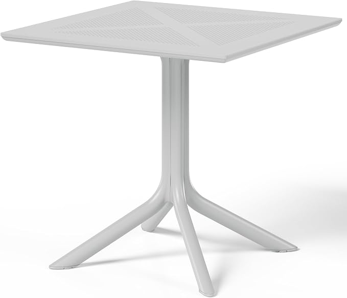 Costaelm Patio Dining Table for 4, Square PP Patio Table, 4-Person Weather Resistant Porch Tables for Outside Poolside Deck Lawn Garden Backyard, Gray