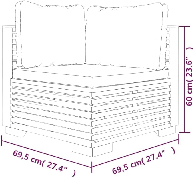 vidaXL Patio Loveseats 2 Pcs, Sectional Furniture Corner Sofa, Patio Conversation Set for Balcony Deck Garden, Modern Style, Solid Wood Teak
