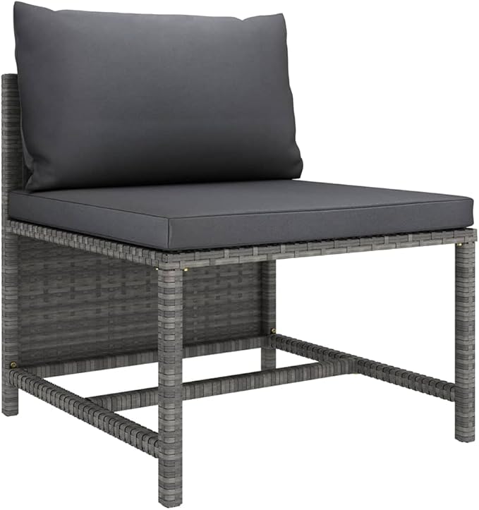6-Piece Grey Rattan Patio Set, 23.6" Modular Outdoor Couch, Fade-Resistant Cushions, Tool-Free Assembly, Balcony Garden Deck Porch