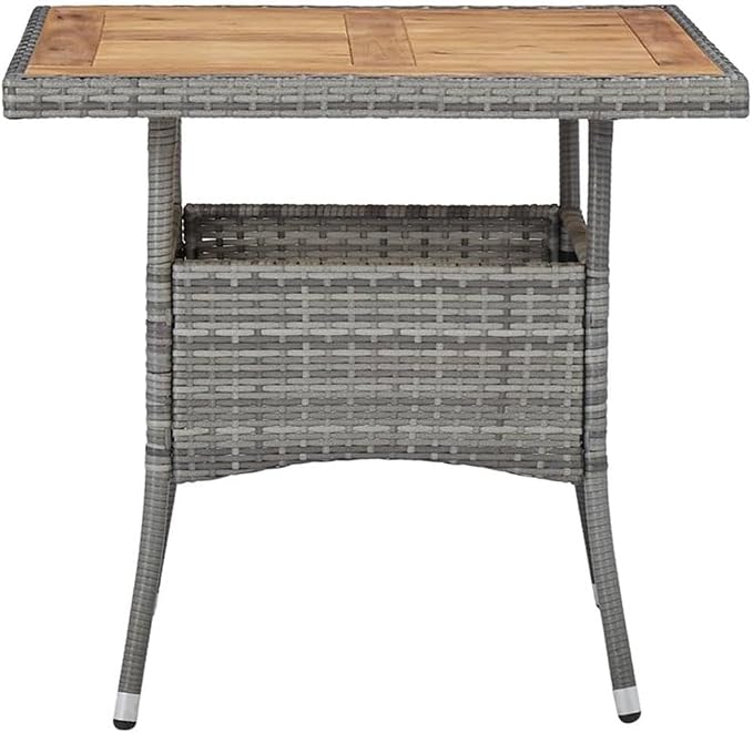 BOWERY HILL Rattan & Powder-Coated Steel Patio Dining Set, 31.5 x 31.5 x 29.5 in Table, Weather-Resistant Gray/Brown Finish, Removable Cushions, 3-Piece Outdoor Garden Terrace Furniture for 2