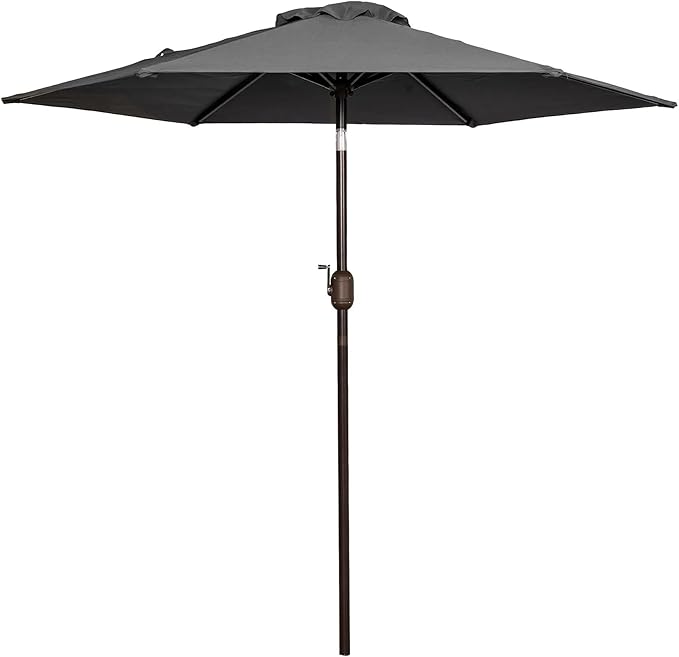 7 ft Black Patio Umbrella, Heavy-Duty Round Outdoor Market Table Patio Umbrella Parasol w/Steel Pole, Tilt Table Umbrella for Pool, Deck & Yard