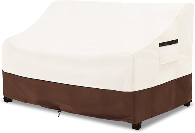 Patio Sofa Covers,100% Waterproof 2-Seater Outdoor Loveseat/Bench Cover,Patio Furniture Covers,58" Wx 32" Dx 32" H,Beige&Brown