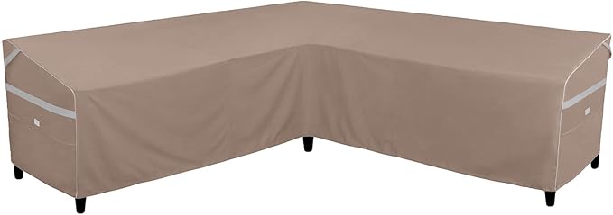 Heavy Duty Waterproof Outdoor V-Shaped Sectional Sofa Cover UV Resistant Patio Furniture Covers for 5 Seater 85" W (on Each Side) x 33" D x 31" H Brown