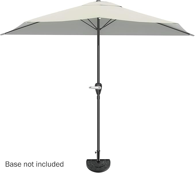 Half Umbrella Outdoor Patio Shade - 9 ft Patio Umbrella with Easy Crank - Small Canopy for Balcony, Table, or Deck by Pure Garden (Champagne)