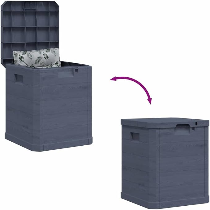 90L Wood Effect Storage Box, Durable Outdoor Indoor Organizer for Patio, Garden, and Garage with 16.7x16.7x19.7in Compact Design