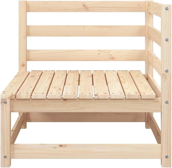 Brown Solid Pine Outdoor Corner Sofa 27.6x27.6 Modular Patio Sectional for Balcony, Backyard and Garden Seating