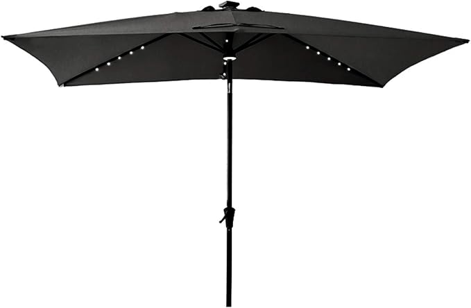 C-Hopetree Rectangular Outdoor Patio Market Umbrella with Solar LED Lights 6.5 x 10 ft