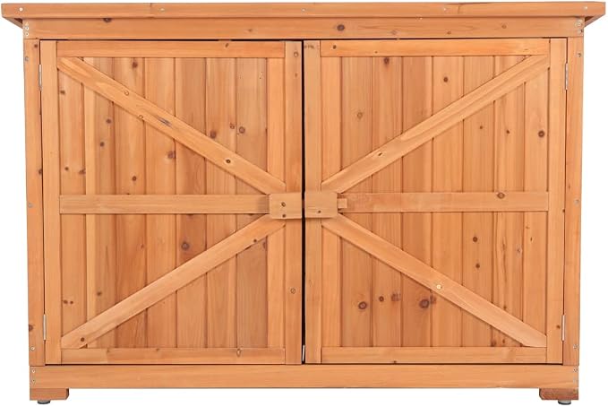 Outdoor Storage Box, Large Wood Deck Storage Box Bench Indoor/Outdoor Storage Bin Container for Patio Cushions, Outdoor Furniture, Garden Tools (Brown27)