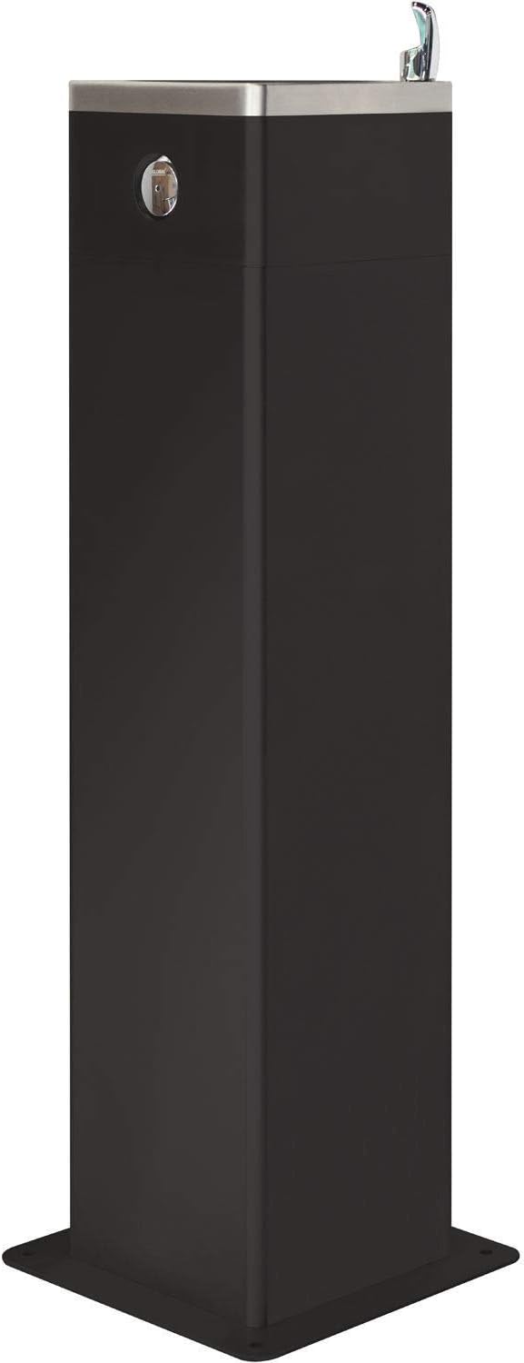 Global Industrial Outdoor Pedestal Drinking Fountain, Black Powder Coat