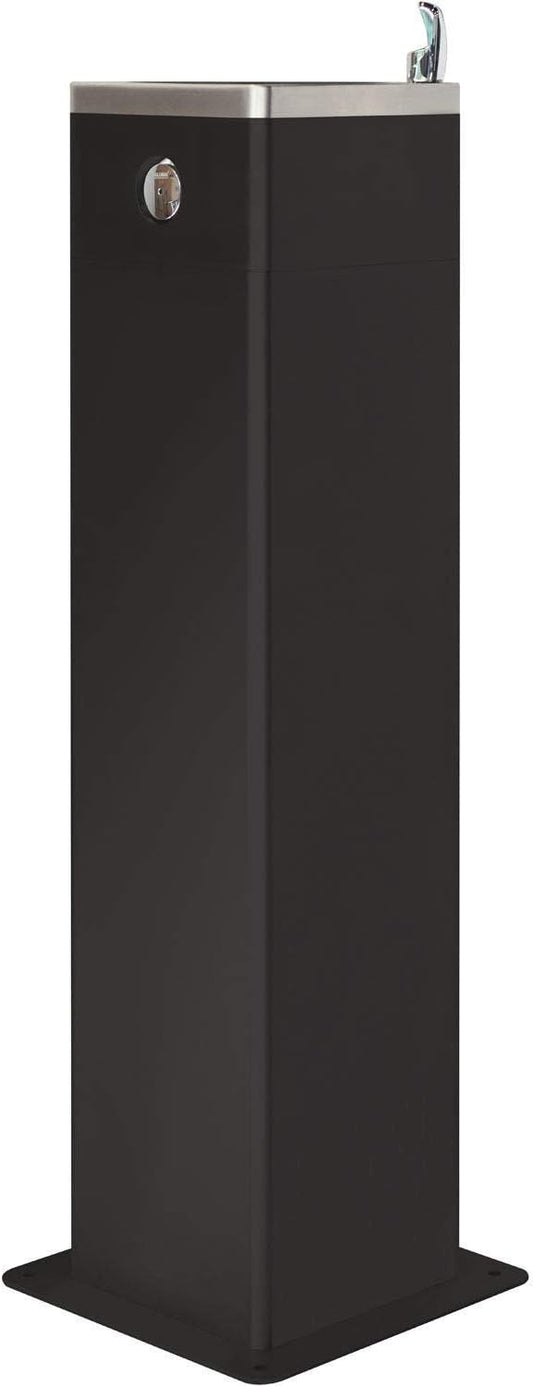 Global Industrial Outdoor Pedestal Drinking Fountain, Black Powder Coat
