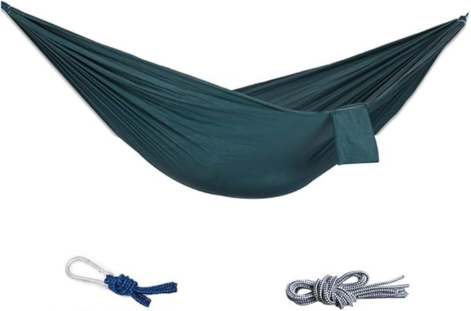Camping Hammock, Hammock Outdoor Parachute Cloth Single Double Student Indoor Dormitory Bedroom Swing Tourism Hiking Leisure Equipment Aerial Tent(Dark Green)
