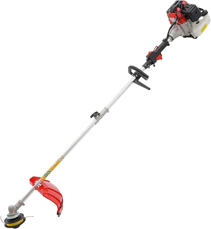 52CC 2-Stroke Brush Cutter Grass Trimmer, Gasoline Grass Wacker, Brush Cutter Multifunctional Trimming Tools with 7 Heads & 0.9 Qt Fuel Tank for Shrub Harvesting Cleaning