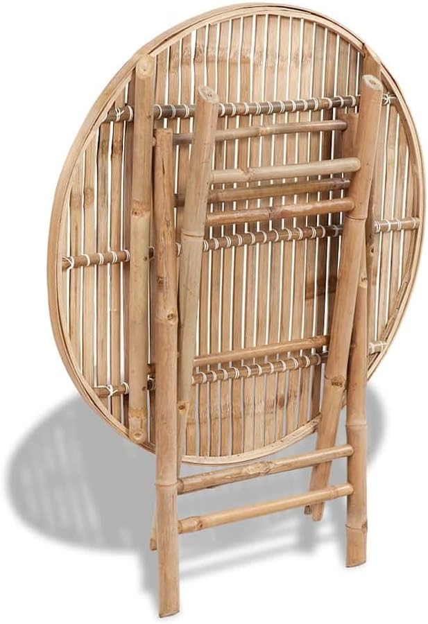 5-Piece Bamboo Folding Dining Set, Portable Indoor Outdoor Garden Furniture Table and Chairs for Patio, Backyard, Small Space, Brown