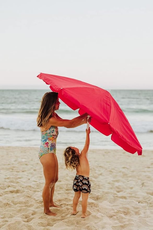 PICNIC TIME NCAA Nebraska Cornhuskers Outdoor Canopy Sunshade Beach Umbrella 5.5' - Small Patio Umbrella - Beach Chair Umbrella