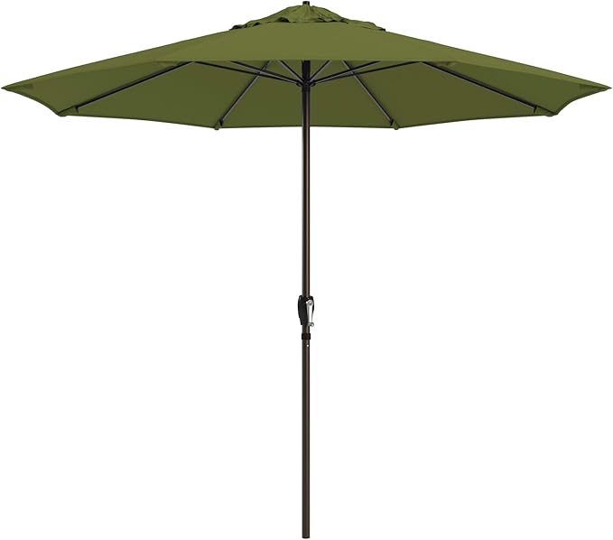 California Umbrella 10-Year Protection 9 Ft Outdoor Patio Umbrella, Pacifica Fade-Resistant Fabric, Auto-Tilt, Heavy Duty Aluminum Frame, 8 Reinforced Ribs for Pool or Deck, Bronze Pole, Palm