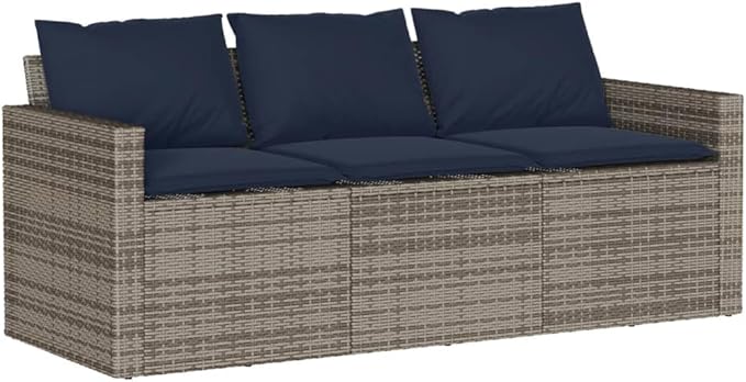 6 Piece Patio Sofa Set with Cushions, Porch Furniture Set Patio Conversation Set Sectional Sofa Garden Lounge Set for Piazza Poolside Negotiation Area Exhibition Gray Poly Rattan