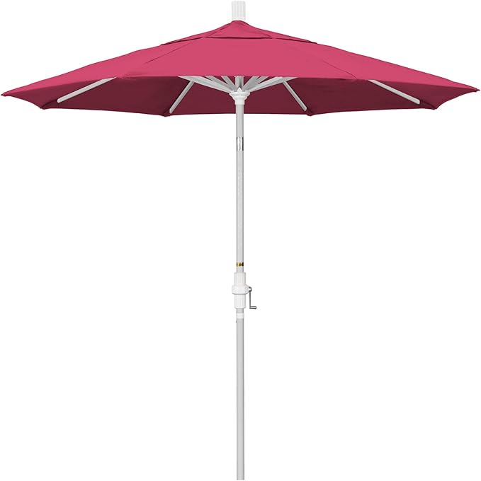California Umbrella 7.5' Rd. Aluminum Patio Umbrella, Crank Lift, Collar Tilt, White