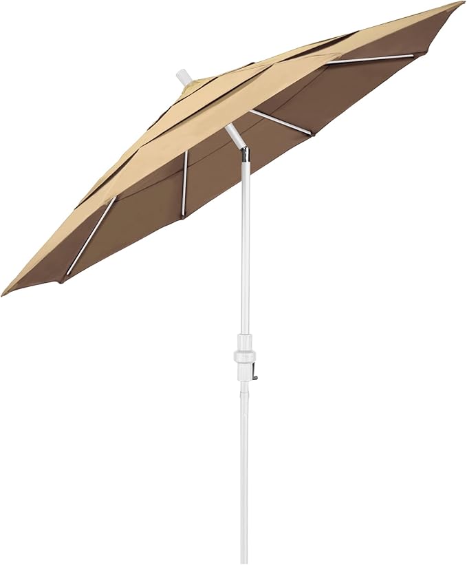 California Umbrella 11' Rd. Fiberglass Rib Patio Umbrella, Crank Lift, Collar Tilt, White Pole, Beige (GSCUF118170-SA22-DWV)