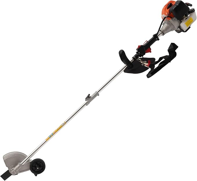 Gas Weed Eater, 26CC/33CC 2-Stroke Engine Gas Weed Trimmer Brush Cutter Lawn Edger Grass Eater with Air-Cooled, Wacker Trimmer Edger Cutter with 2 Blade Heads & Shoulder Strap (33CC)
