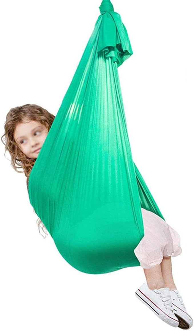 Soft Adjustable Therapy Swing Kids Hammock Hanging Cuddle Swing Seat for Children and Teens with Special Needs, Autism ADHD Indoor Outdoor Sensory Swings (Color : Green, Size : 100 x 280 cm)