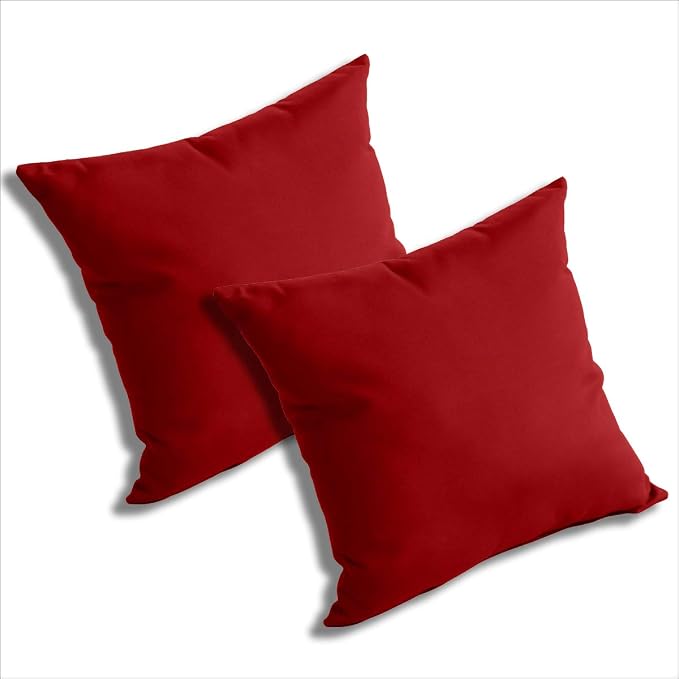 Comfort Classics Set of 2 Sunbrella Outdoor/Indoor Throw Pillows Inc. (Jockey RED)