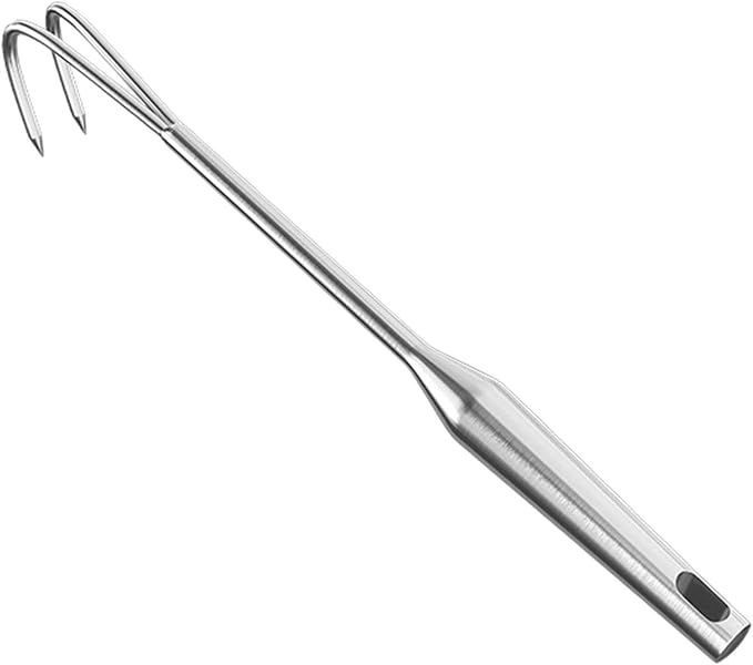 Hand Rake Stainless Steel Heavy Duty Garden Rake Weeding Tool Ergonomic Claw Rake Soil Tiller Portable Planting Rake Suitable for Flower Beds Yard Wor, 2 Tine Long Handle