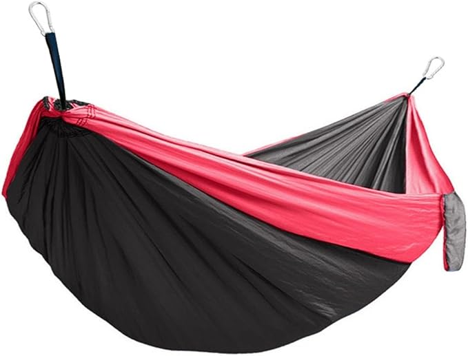 Camping Hammock,hammock,Breathable Nylon Fabric (parachute Fabric) with Strong Load-bearing Capacity, Suitable for Outdoor Places Such As Parks, Seashores and Camping.(Black Red)