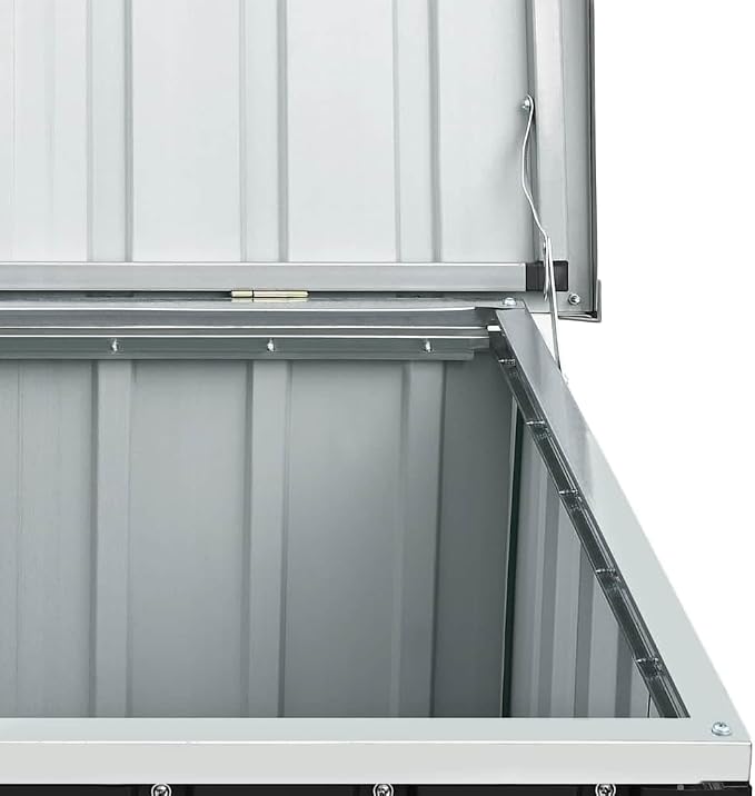 Patio Storage Box 58.7" x 39" x 36.6" Large Outdoor Garden Shed Anthracite Galvanized Steel Deck Box with Hinged Lid for Cushions Tools and Yard Supplies