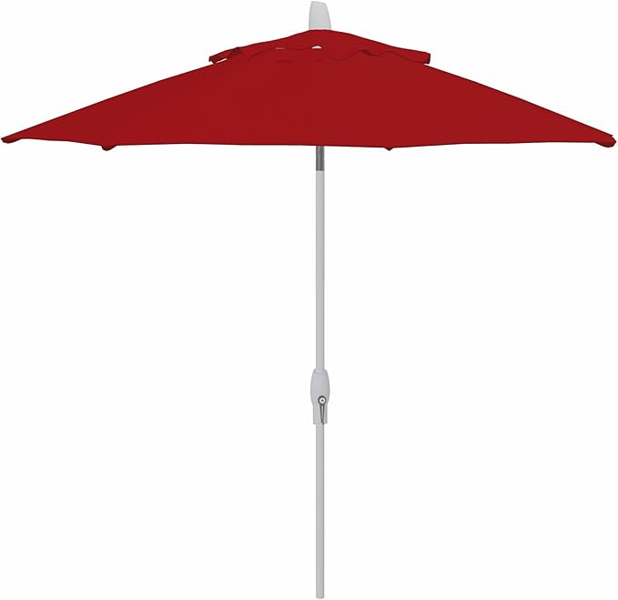 Treasure Garden 9ft Patio Umbrella – Outdoor Furniture Market Umbrella – Deluxe Auto-Tilt – White Aluminum Frame (O’bravia, Red)