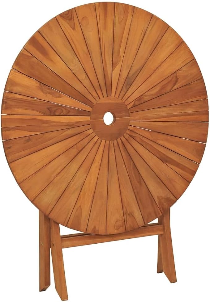 Solid Teak Wood Folding Garden Table Round Patio Furniture 4 Person Outdoor Dining Set