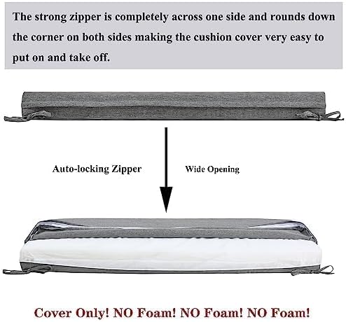 FUNHOME Outdoor Bench Cushion Covers,45" x 18" x 3", No Insert! Patio Cushion Covers Replacement for Outdoor Furniture,Water Resistant Patio Loveseat Cushion Covers1 Pack, Grey (Covers ONLY)