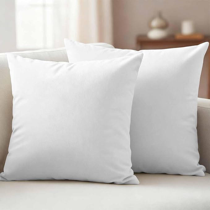 White Waterproof Outdoor Pillow Covers 16''x16'' Set of 2, Modern Simple Patio Furniture White Cushion Covers for Chairs, Decorative Solid Color Pillow Cases for Garden/Pool/Beach