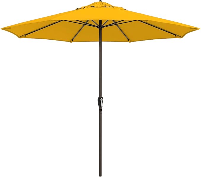 California Umbrella 10-Year Protection 9 Ft Outdoor Patio Umbrella, Pacifica Fade-Resistant Fabric, Auto-Tilt, Heavy Duty Aluminum Frame, 8 Reinforced Ribs for Pool or Deck, Bronze Pole, Yellow