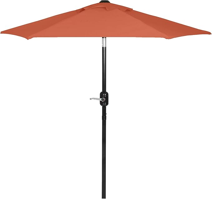 6 Ft Outdoor Patio Umbrella, Easy Open/Close Crank and Push Button Tilt Adjustment - Earth Red Market Umbrellas