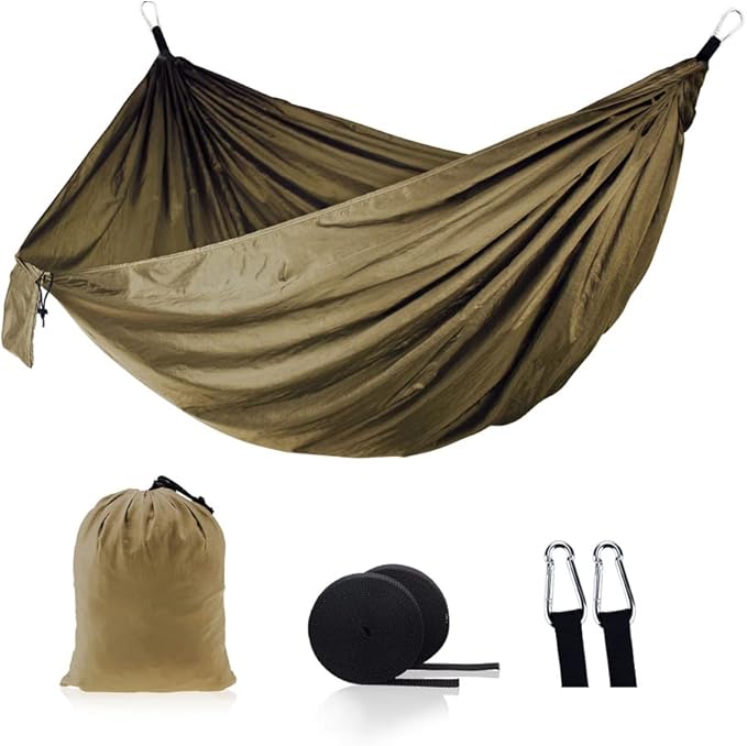 NOBRIM Camping Hammock Anti-Tear Durable Hammock Double Portable Safety Parachute Hammock with 2 Tree Straps for Adventure Travel Kit