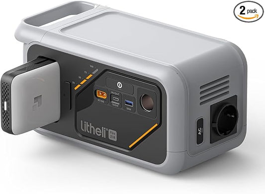 Litheli 218 Serious Portable Power Station (142+74)Wh Camping Lithium Battery Solar Generator (74Wh Battery Pack Ships Separately), 200W AC Outlet, Power Bank for Home Outdoor Emergency RV Van Hunting