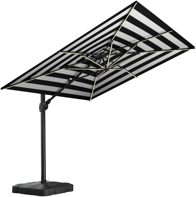 Midtown Umbrellas 9x9 Ft Outdoor Cantilever Patio Umbrella w/Sunbrella Bengali Purple - Tilt 360° Rotate Offset Patio Umbrella, Deck Patio Umbrella, Backyard Umbrella & Garden Umbrella - Black Frame
