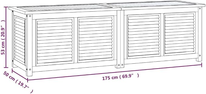Gardening Supplies Patio decor Deck box Outdoor storage Box Patio Storage Box with Bag 68.9"x19.7"x20.9" Solid Wood Teak