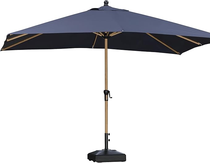PURPLE LEAF 9' x 12' Patio Umbrella Outdoor Table Umbrella Rectangular Aluminum Market Umbrella with 8 Sturdy Ribs & Crank Outdoor Umbrellas for Garden Deck Patio, Navy Blue