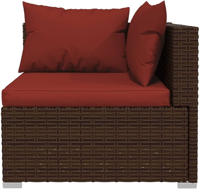 6 Piece Patio Lounge Set with Cushion, Patio Lounge Set Piece Patio Set Outdoor Patio Sectional Furniture Conversation Sets s Poly Rattan Brown