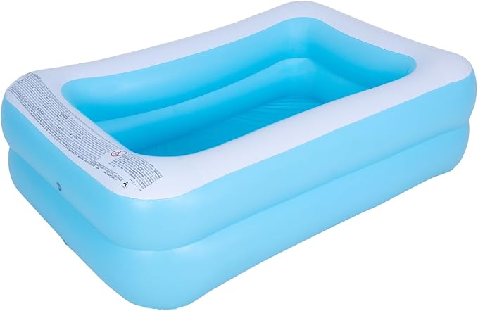 Inflatable Swimming Pool for Kids Outdoor Ground Rectangular Kiddie Pool (Max 61x42.5x18 Inch)