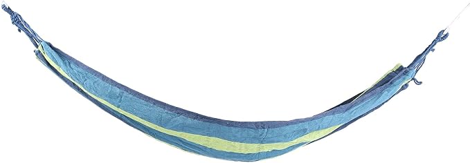 Canvas Double Camping Hammock, Lightweight Travel Hammock, Soft Resting Bed, Quick Setup Hand Woven with Storage Bag for Garden Backpacking, 551 Lb Limit (Blue)