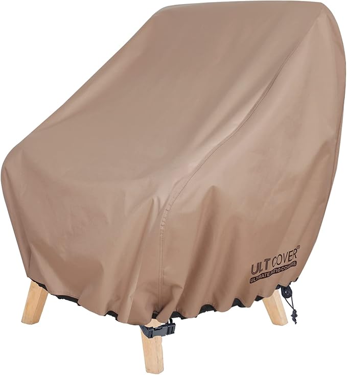 ULTCOVER Waterproof Patio Chair Cover – Outdoor Lounge Deep Seat Single Lawn Chair Cover Fits Up to 28W x 34D x 32H inches
