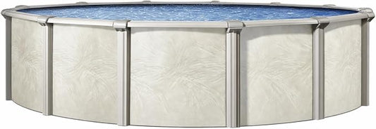 Lake Effect Pools 'Fallston' 21 ft Round Above Ground Swimming Pool | 52 Inch Steel Side Walls | Kit Includes: 25 Gauge Overlap Liner & Widemouth Skimmer