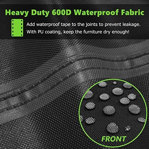 Patio Furniture Covers Waterproof, Heavy Duty 600D Outdoor Furniture Covers for Outdoor Dining Table and Chair,Tear Resistance and Anti-UV, 74"L x 47"W x 28"H, Black with White Border