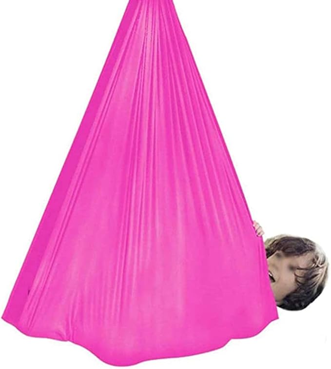 Indoor Swing Chair Soft Hanging Hammock for Kids Child and Teens with Special Needs Yoga Sensory Integration Outdoor Camping (Color : Rose red, Size : 100 x 280 cm)